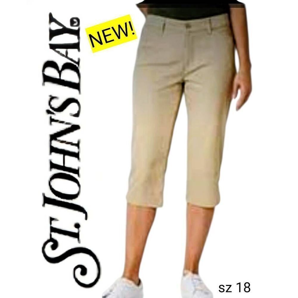 St. John's Bay Secretly Slender Slimming Tan Biscotti Capri Pants Cropped Jeans